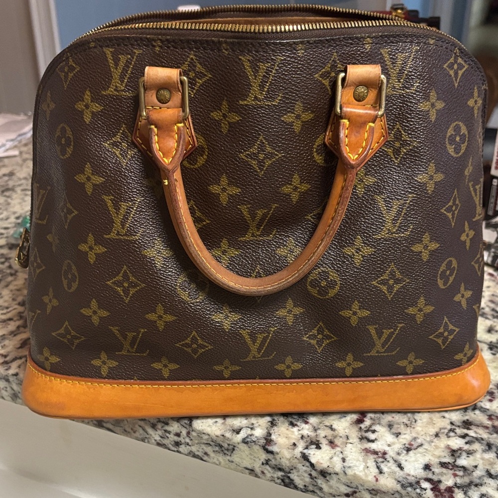 Louis Vuitton Classic Monogram Satchel in Brown and Tan